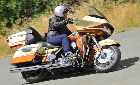at 2011 HD CVO press intro... on a very small road in Northern California