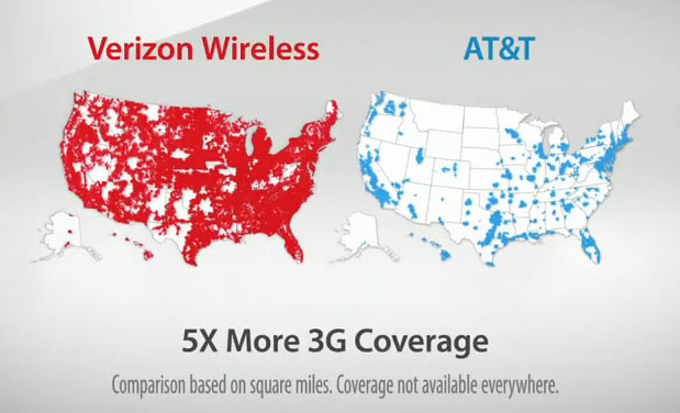 Verison vs AT&T 3G Coverage Map