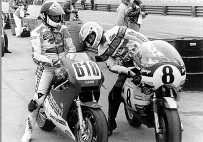 Gene Church and Lucifer's Hammer on the grid at Daytona with former world champion Marco Luchinelli